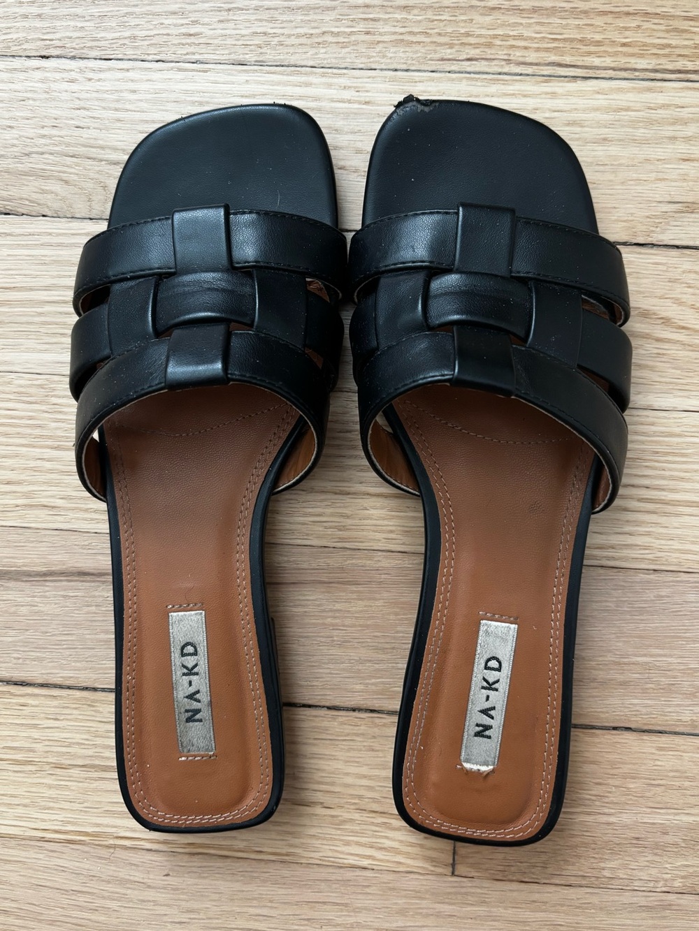 Black Woven Cross Strap Slide Sandals Size EU 37/US 6.5